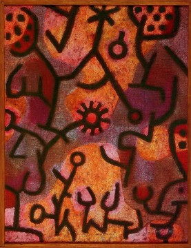 Flora sobre rocas Sun Paul Klee texturizada Pinturas al óleo